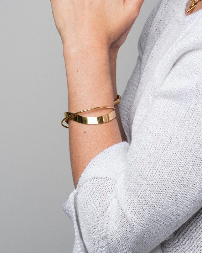 Woven Bangle Bracelet - Gold