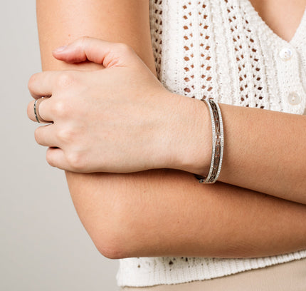 Pulsera de Brazalete de Piedra de Hiedra en Plata