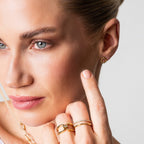 Pendientes de Stud con Cuerda Fina - Oro