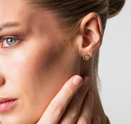 Pendientes de Stud con Cuerda Fina - Oro
