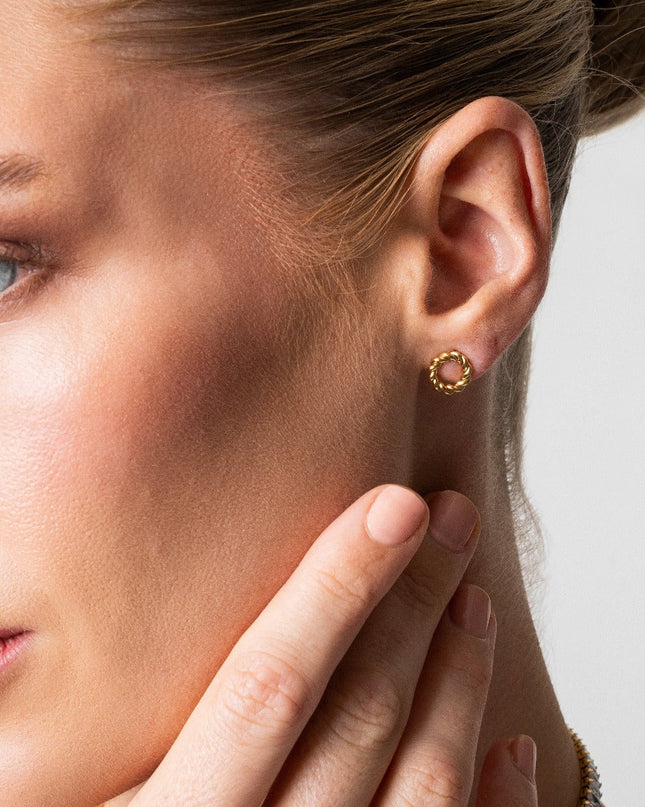 Pendientes de Stud con Cuerda Fina - Oro