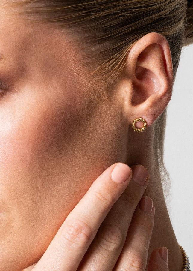 Pendientes de Stud con Cuerda Fina - Oro