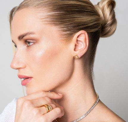 Pendientes de Stud con Cuerda Fina - Oro