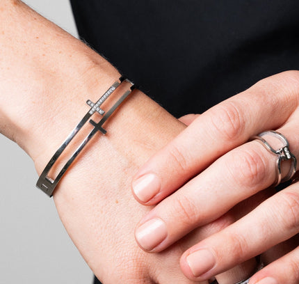 Pulsera de Brazalete de Piedra Sión en Plata