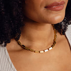 Collar de Cadena Rectangular en Color Oro