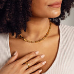 Collar de Cadena Rectangular en Color Oro