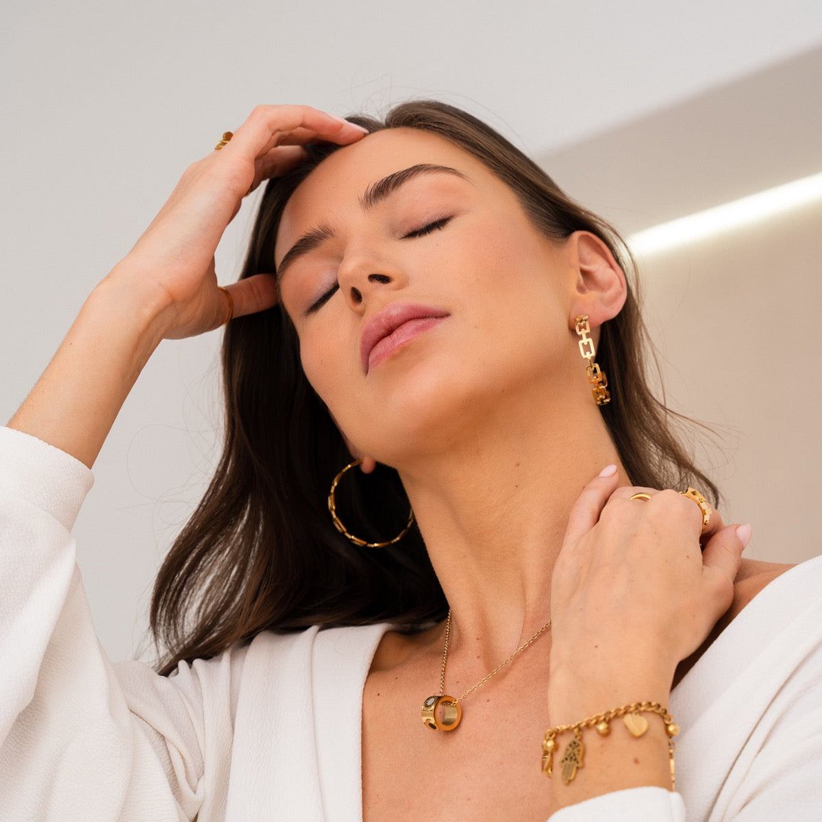 Aros Geométricos en Baño de Oro de 18K