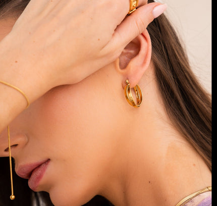 Pendientes Aro Talia en Baño de Oro de 18K
