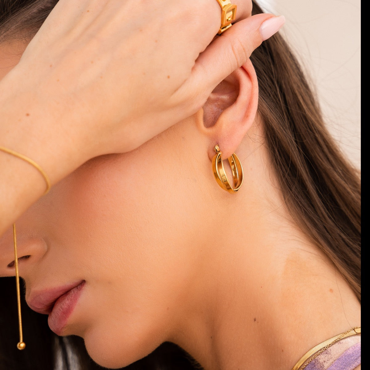 Pendientes Aro Talia en Baño de Oro de 18K