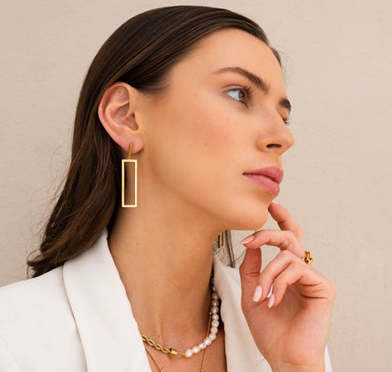 Pendientes Rectangulares Colgantes Minimalistas - Oro
