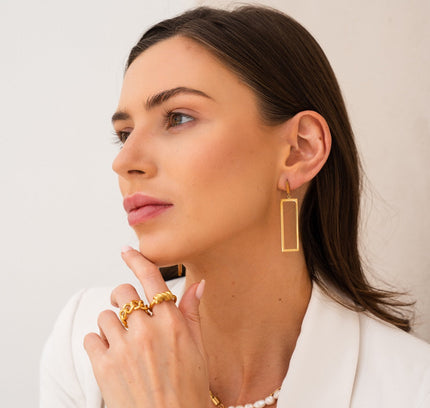 Pendientes Rectangulares Colgantes Minimalistas - Oro