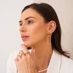 Minimalist Rectangular Dangling Earrings - Gold