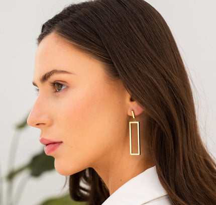 Pendientes Rectangulares Colgantes Minimalistas - Oro