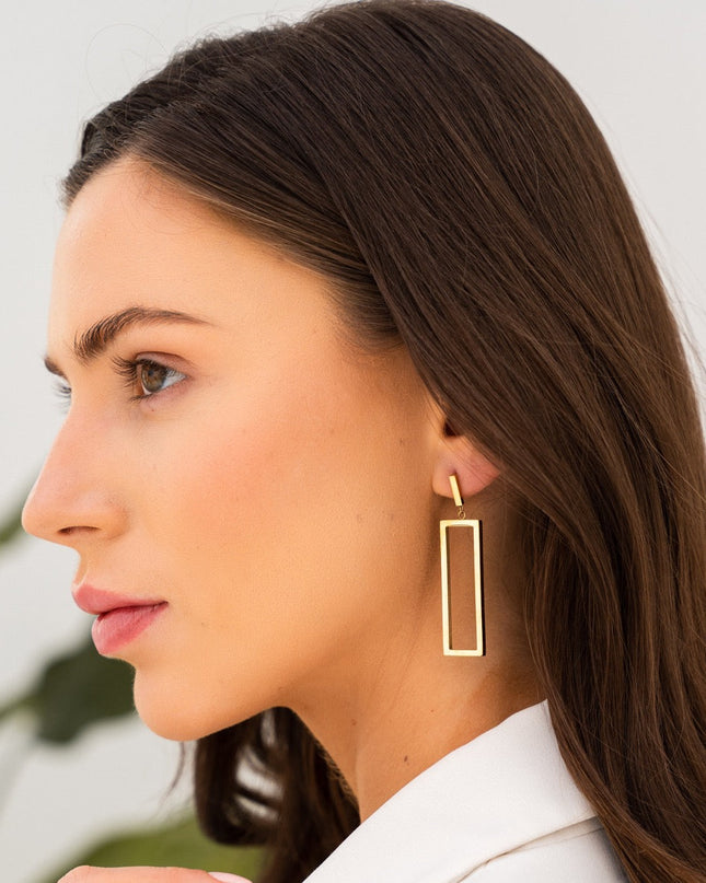 Pendientes Rectangulares Colgantes Minimalistas - Oro