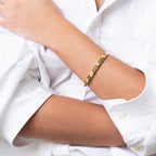 Pulsera de Brazalete Aqua con Acabado Dorado