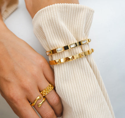 Pulsera de Piedra Cúbica - Oro