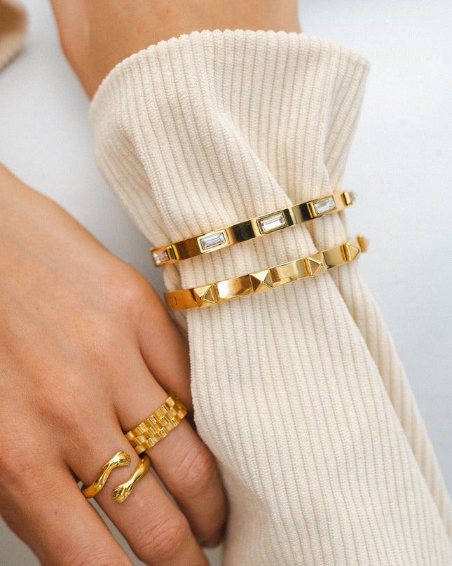 Pulsera de Piedra Cúbica - Oro