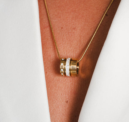 Collar de Triple Anillo Apilado - Oro