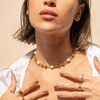 Collar de Perlas con Nudos - Oro