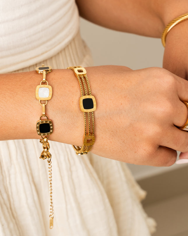 Pulsera Monocromática de Cadena con Clip - Color Oro
