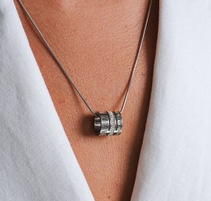 Collar Triple Apilado con Anillo - Plata