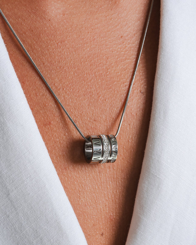 Collar Triple Apilado con Anillo - Plata