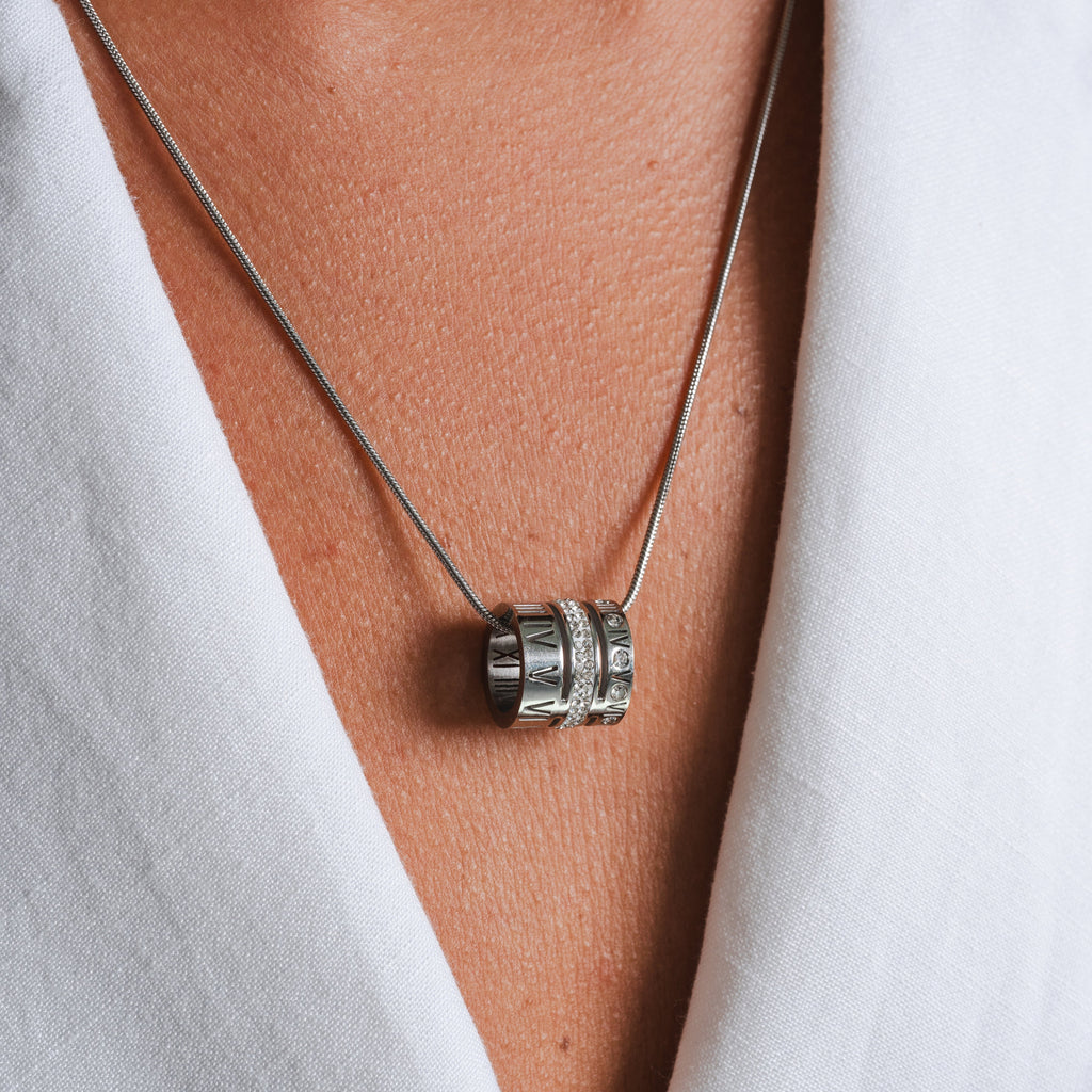 Collar Triple Apilado con Anillo - Plata