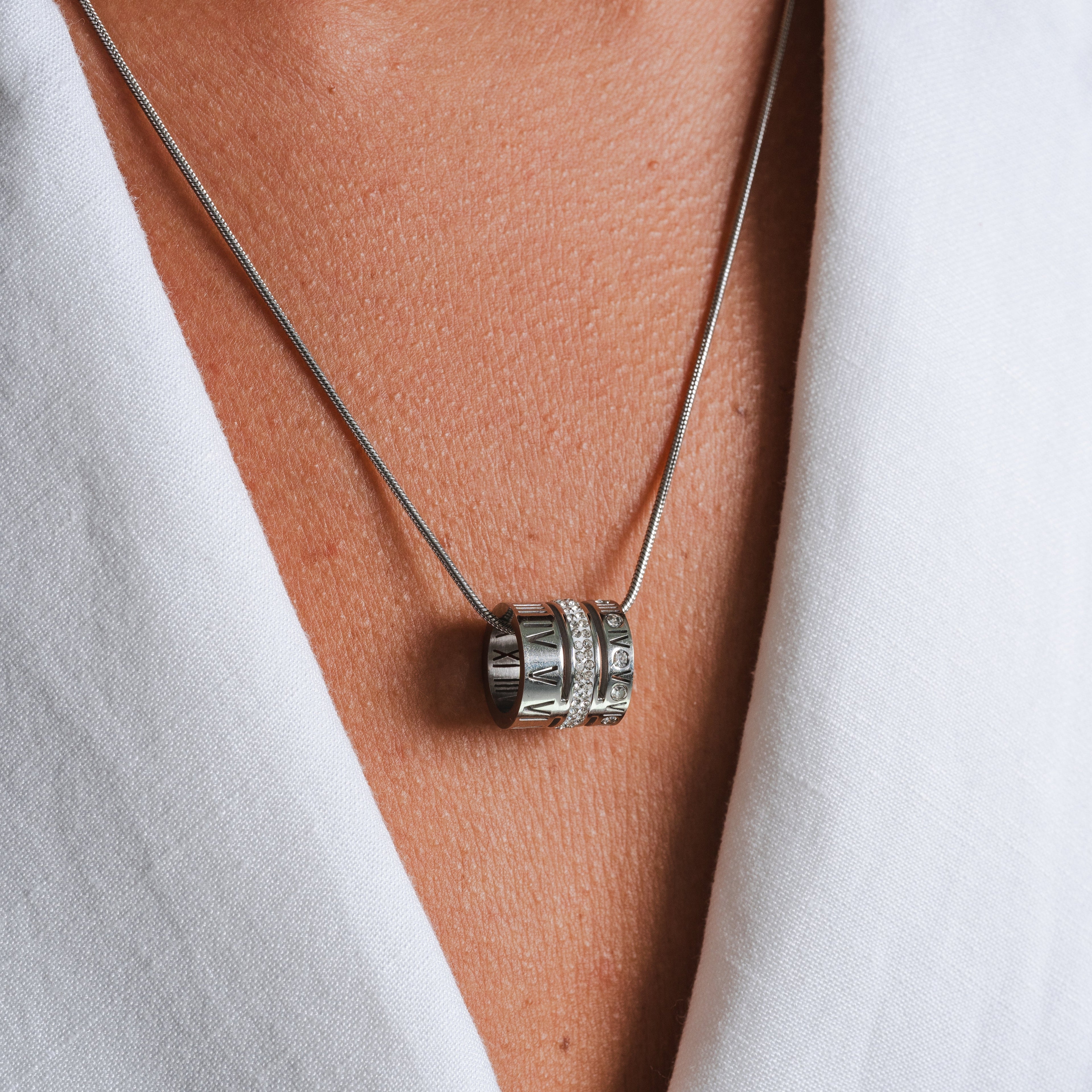 Collar Triple Apilado con Anillo - Plata