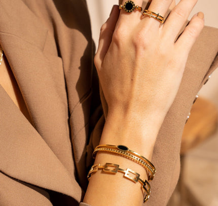 Pulsera Bangle Geométrica en Oro