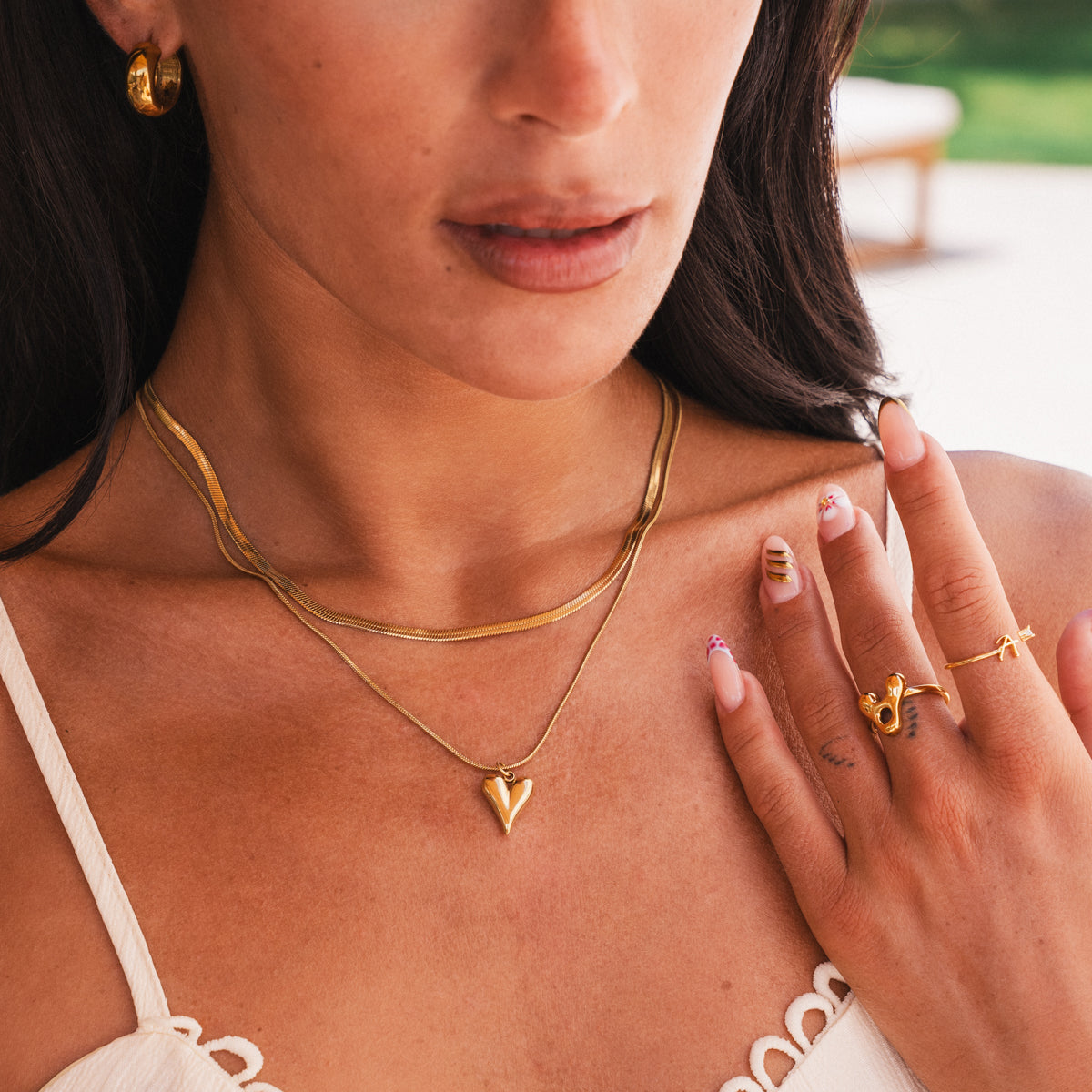 Collar Corazón Esculpido en Oro