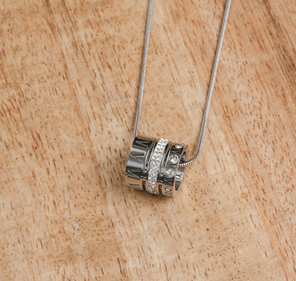 Collar Triple Apilado con Anillo - Plata