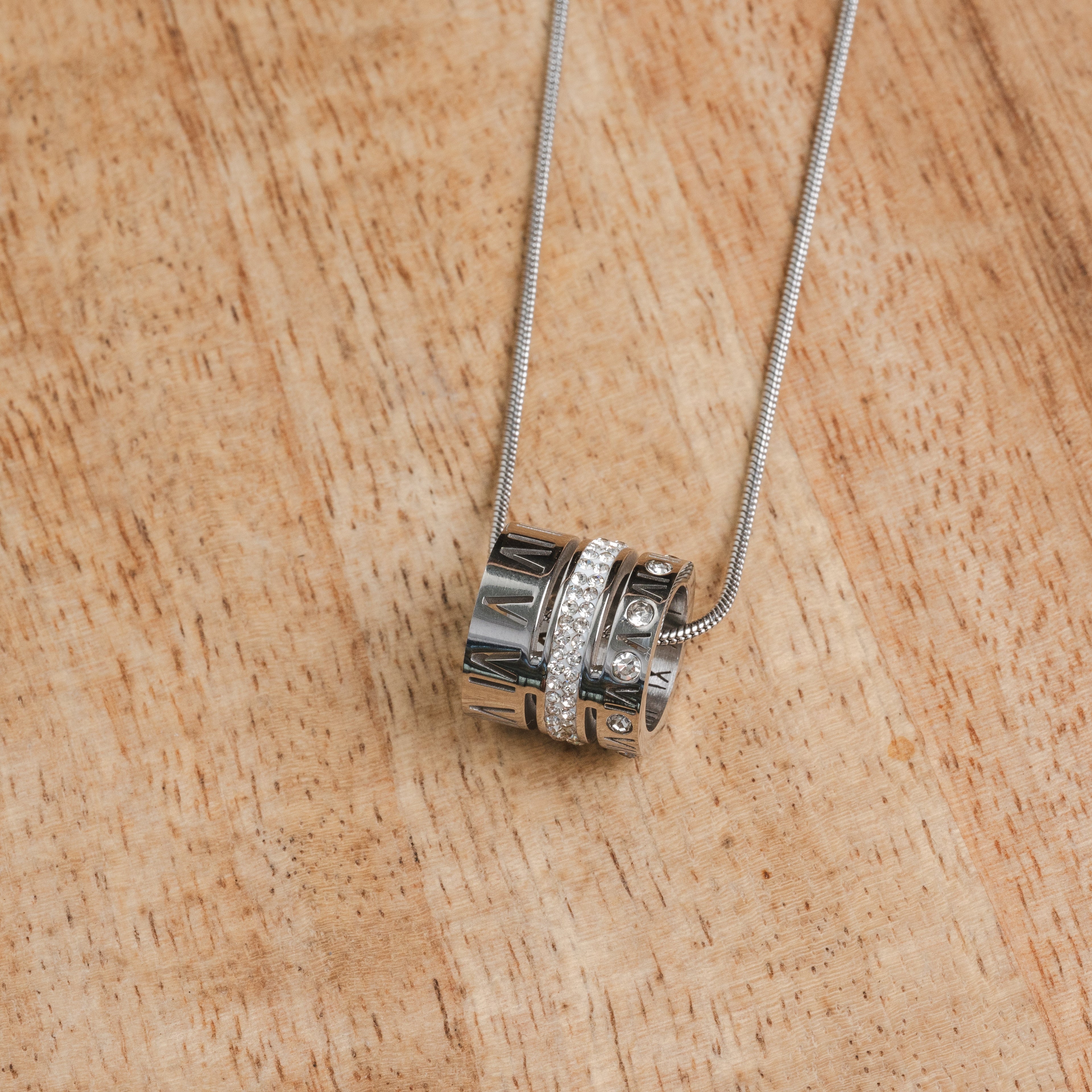 Collar Triple Apilado con Anillo - Plata
