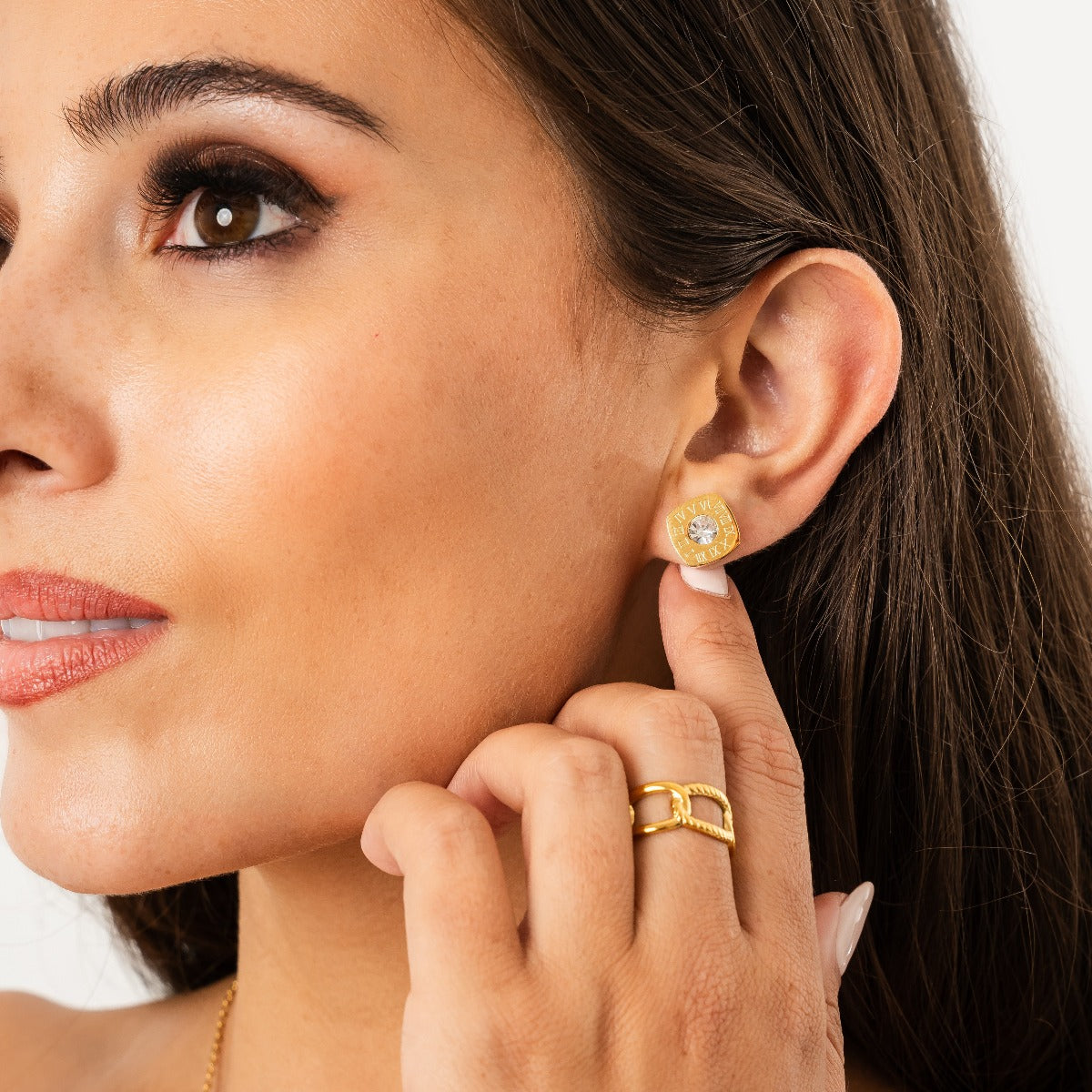 Pendientes de Piedra de Estilo Latino - Oro