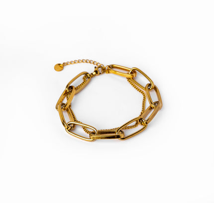 Pulsera Figaro Doble Cadena de Oro 14K