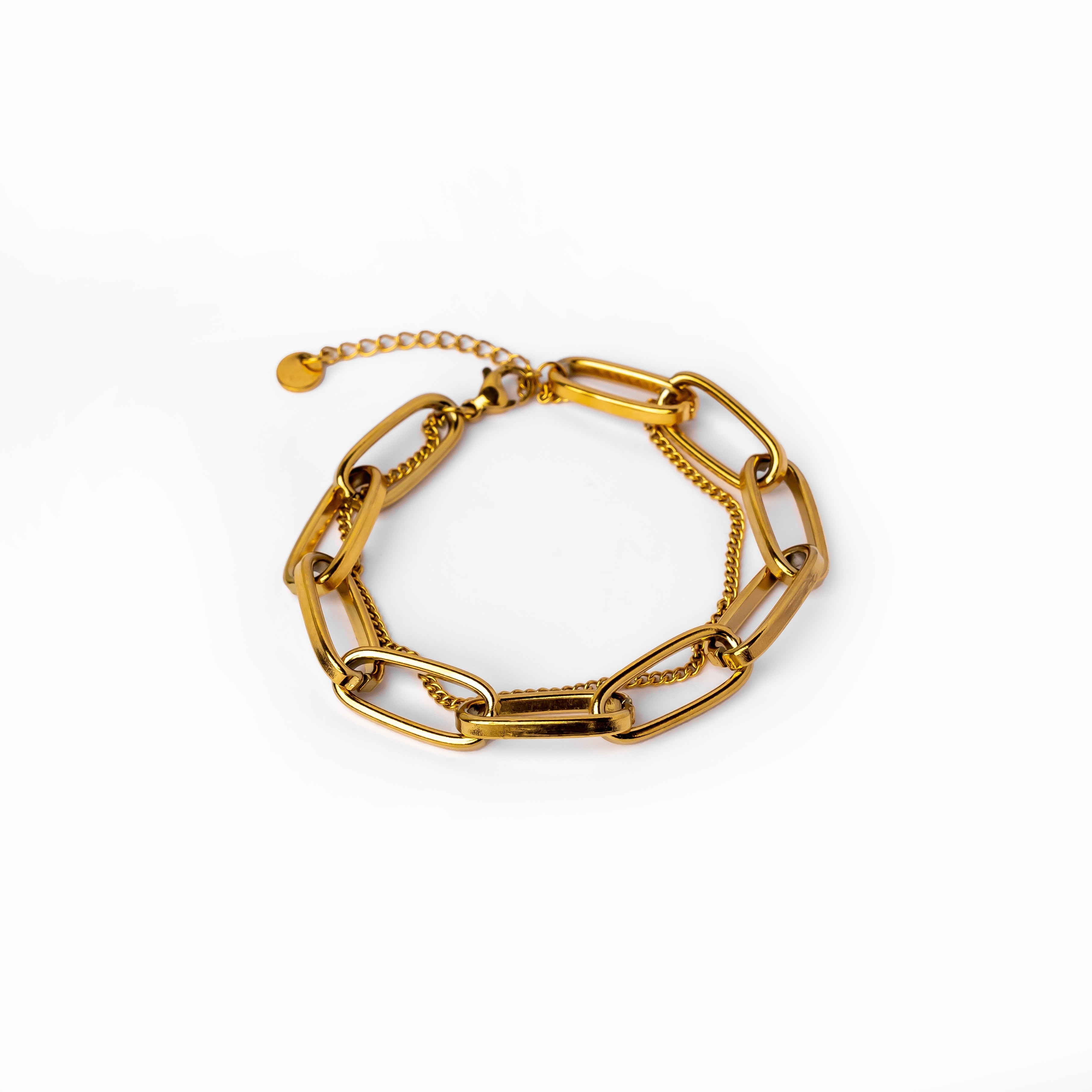 Pulsera Figaro Doble Cadena de Oro 14K