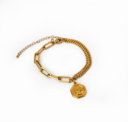 Pulsera con Clip Colgante de Árbol de la Vida en Oro