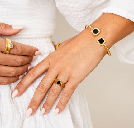 Pulsera de Onyx Cuadrada - Oro