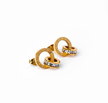 Pendientes de Anillos Enlazados Latinos - Dorado