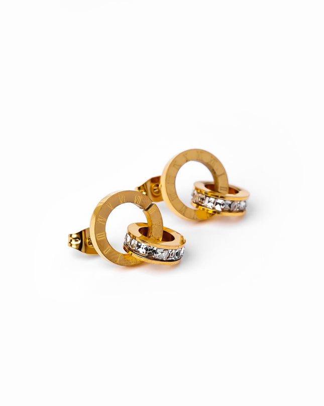 Pendientes de Anillos Enlazados Latinos - Dorado