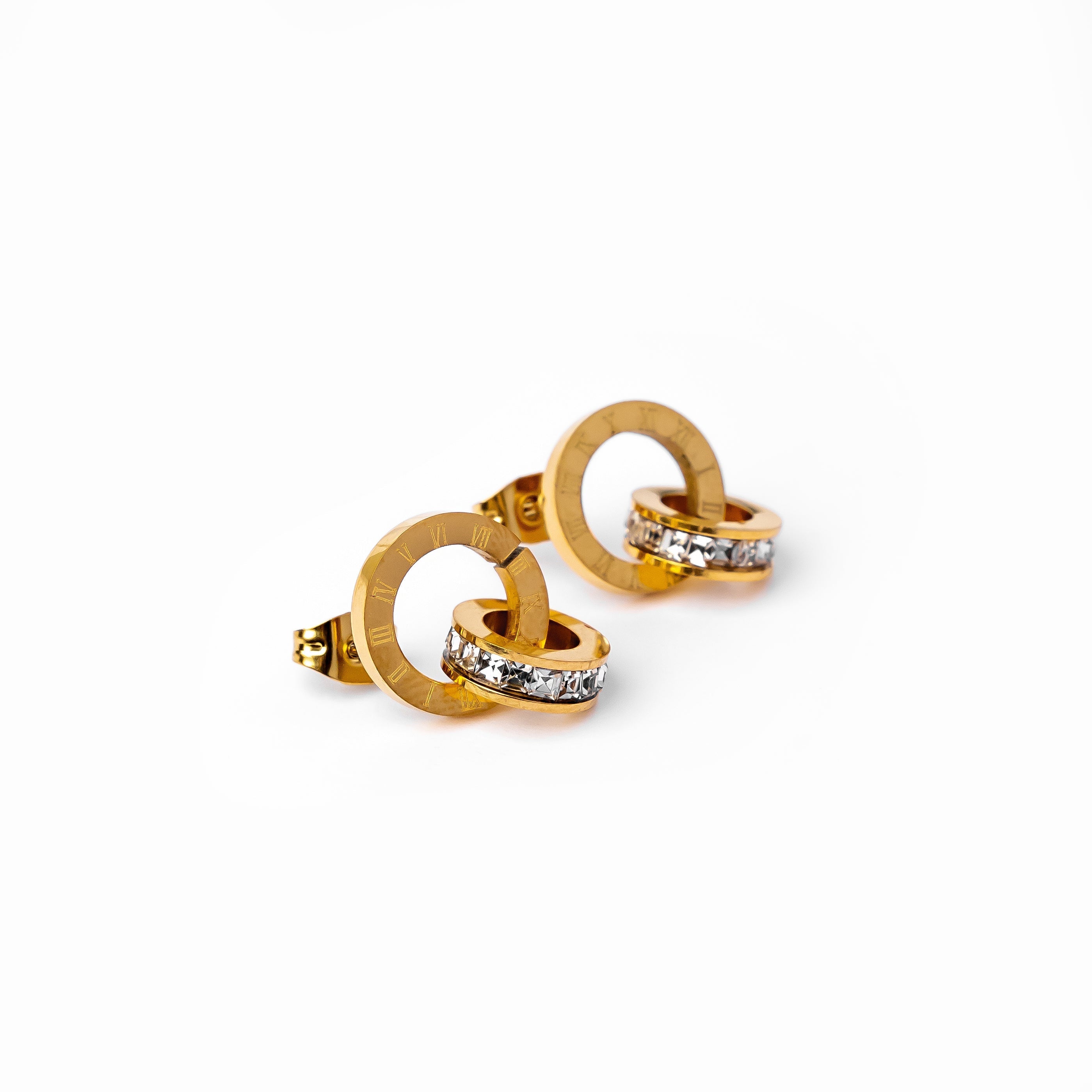 Pendientes de Anillos Enlazados Latinos - Dorado