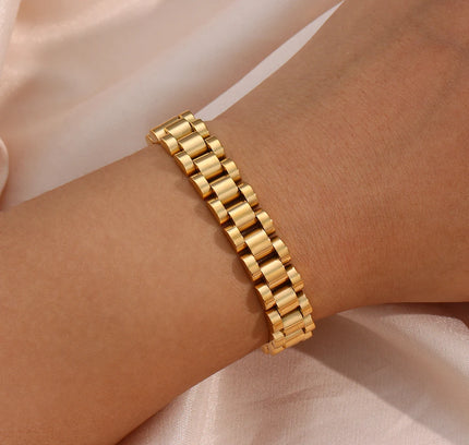 E.B.belle Miniamlist Pulsera para hombre Joyería de oro Estilo callejero Acero inoxidable 316L Pulseras de cadena cubana chapadas en oro de 18 quilates para mujer