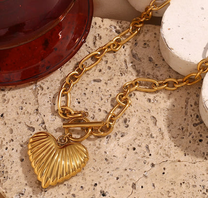 E.B.belle-cadena Irregular OT hebilla collar de corazón, joyería de acero inoxidable 316L, chapado en oro de 18K, decoración colgante