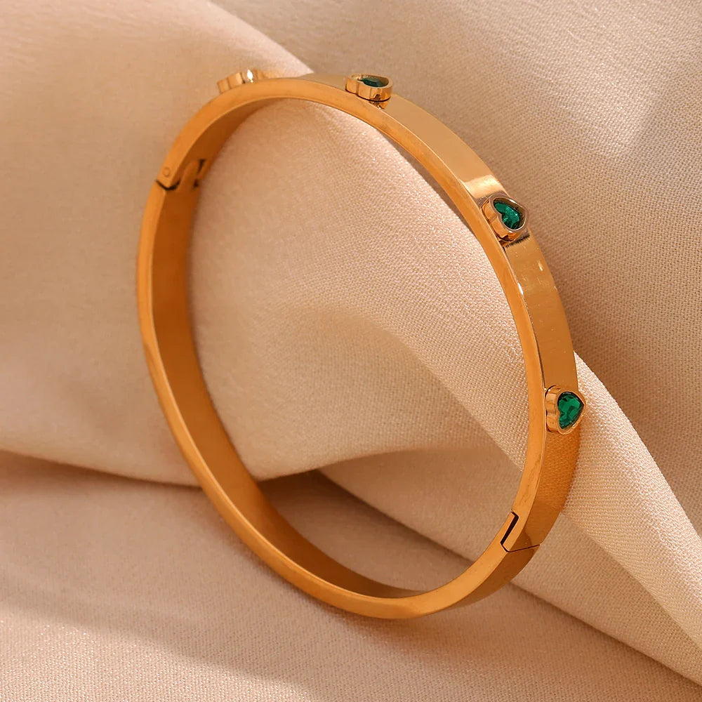Pulsera de Corazón Chapada en Oro 18K Hipoalergénica