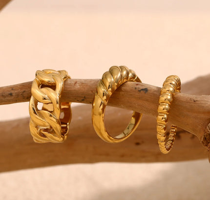 E.B.belle-Anillo de cadena con cuentas retorcidas simples, sin deslustre, chapado en oro de 18 quilates, joyería apilable de estilo minimalista para mujer