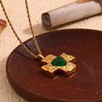 E.B.belle-collar con colgante de piedra de ágata en forma de corazón con diseño de martillo, joyería cruzada chapada en oro de 18k de acero inoxidable para mujer