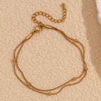 Tobillera Doble Capa Oro 18k Resistente al Agua