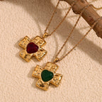 E.B.belle-collar con colgante de piedra de ágata en forma de corazón con diseño de martillo, joyería cruzada chapada en oro de 18k de acero inoxidable para mujer