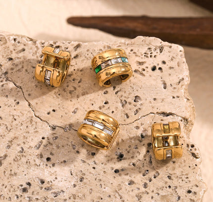 E.B.belle-pendientes de circonita cúbica, aretes pequeños, redondos, resistentes al agua, con Clip de piedra, coloridos, transparentes, sin deslustre