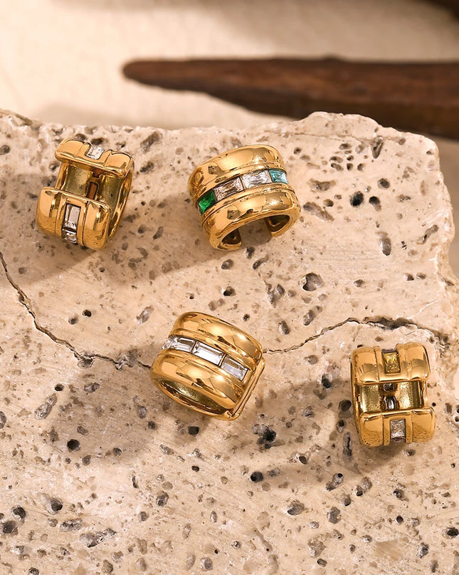 E.B.belle-pendientes de circonita cúbica, aretes pequeños, redondos, resistentes al agua, con Clip de piedra, coloridos, transparentes, sin deslustre