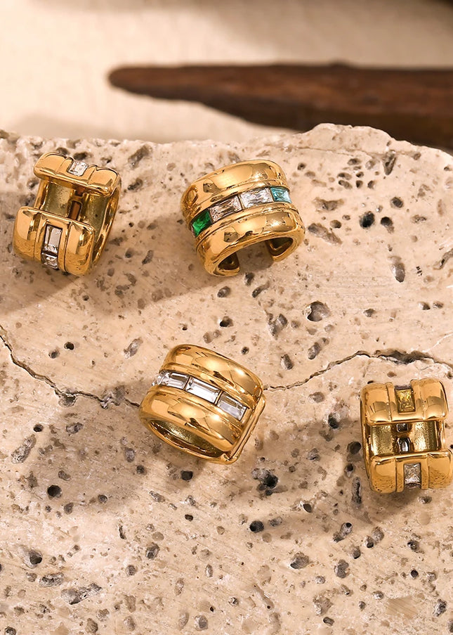 E.B.belle-pendientes de circonita cúbica, aretes pequeños, redondos, resistentes al agua, con Clip de piedra, coloridos, transparentes, sin deslustre